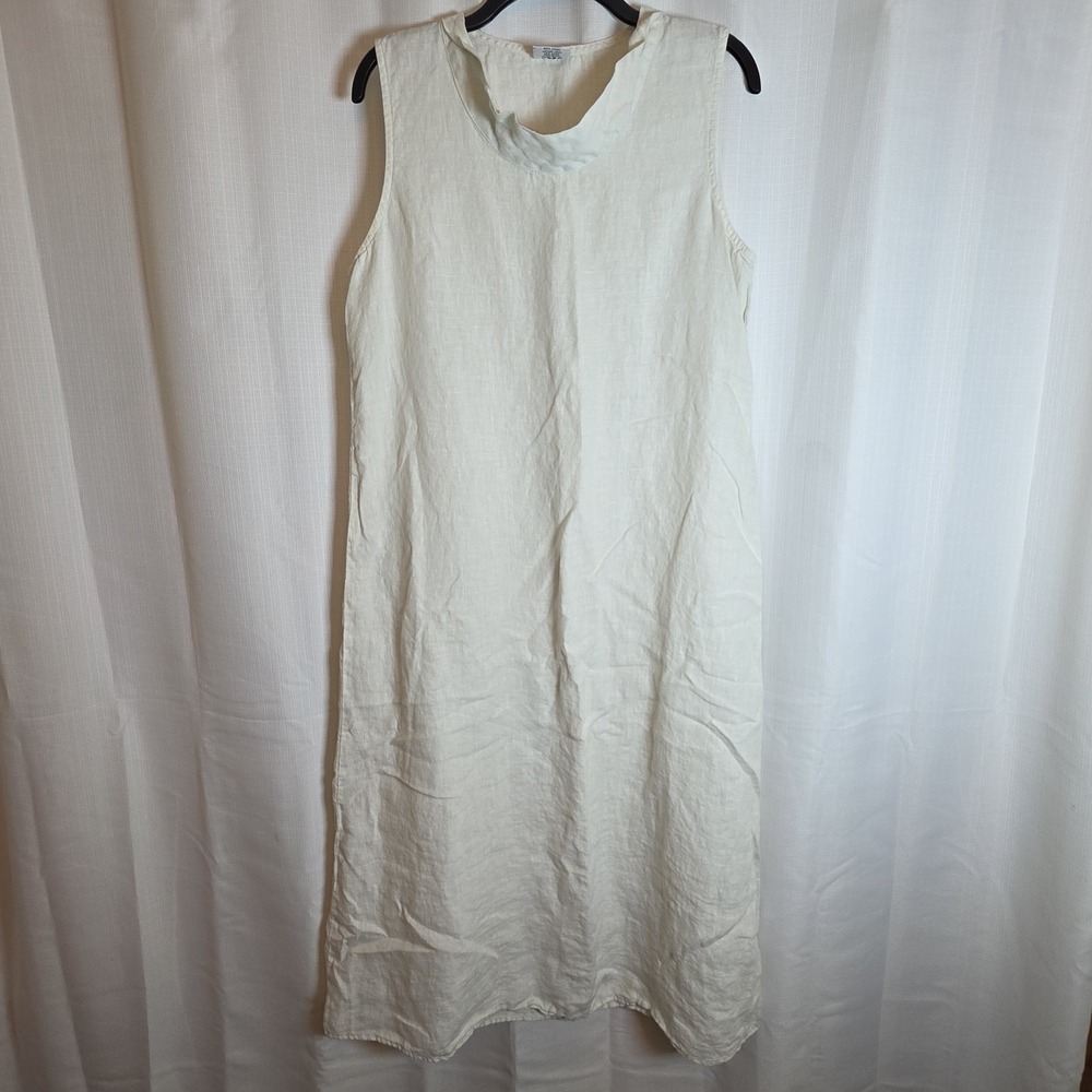 Click by Color me Cotton CMC 100% Linen Natural beige color dress Large
